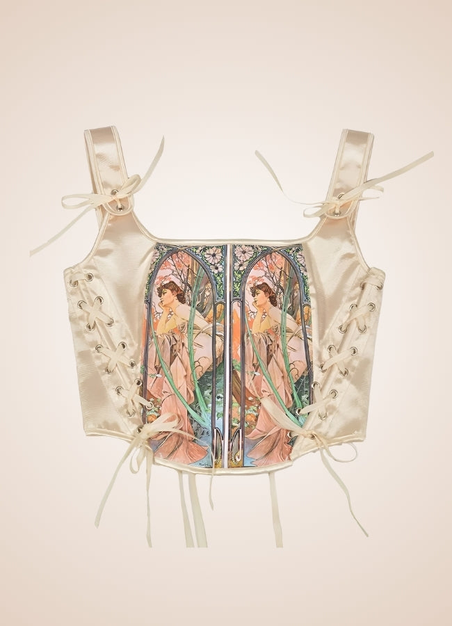 Beige Steampunk Medieval Lace Corset UK