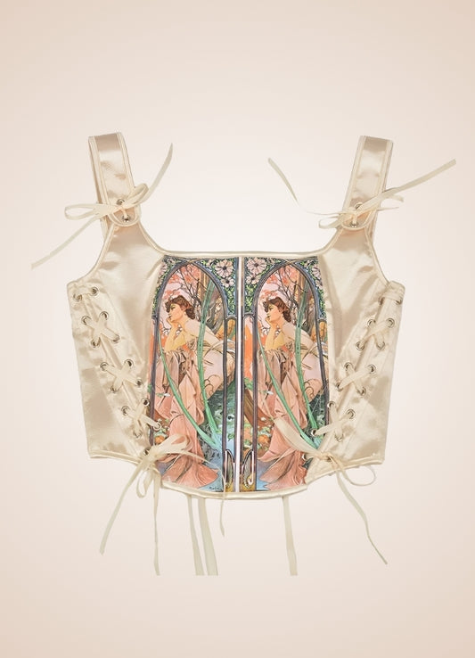 Beige Steampunk Medieval Lace Corset UK