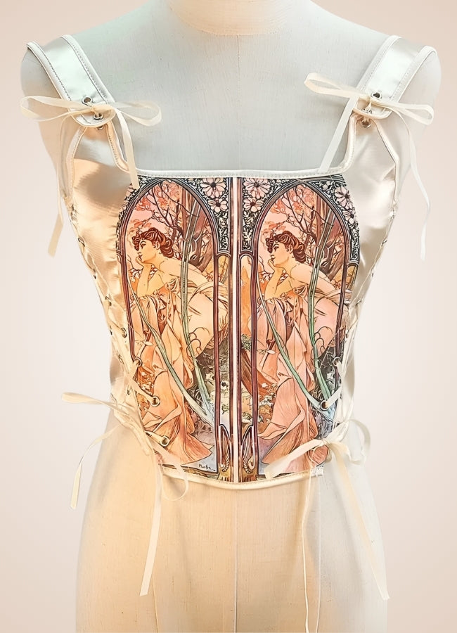 Beige Steampunk Medieval Lace Corset UK