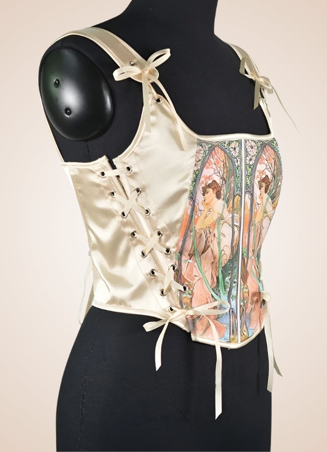 Beige Steampunk Medieval Lace Corset UK