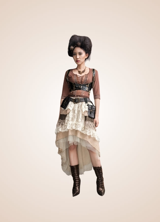 Beige Steampunk Skirt UK