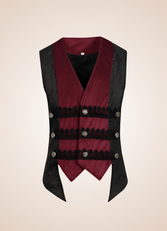 Black And Red Steampunk Vest UK