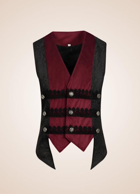 Black And Red Steampunk Vest UK