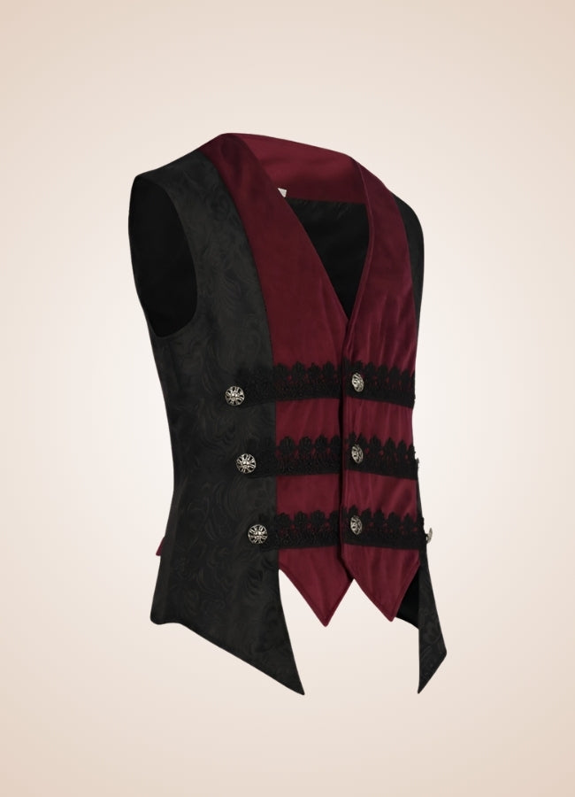 Black And Red Steampunk Vest UK