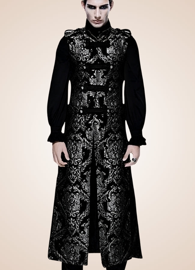 Black And Silver Gothic Long Vest UK