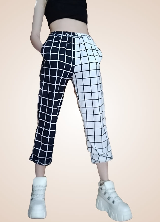 Black And White Steampunk Jogger Pants UK