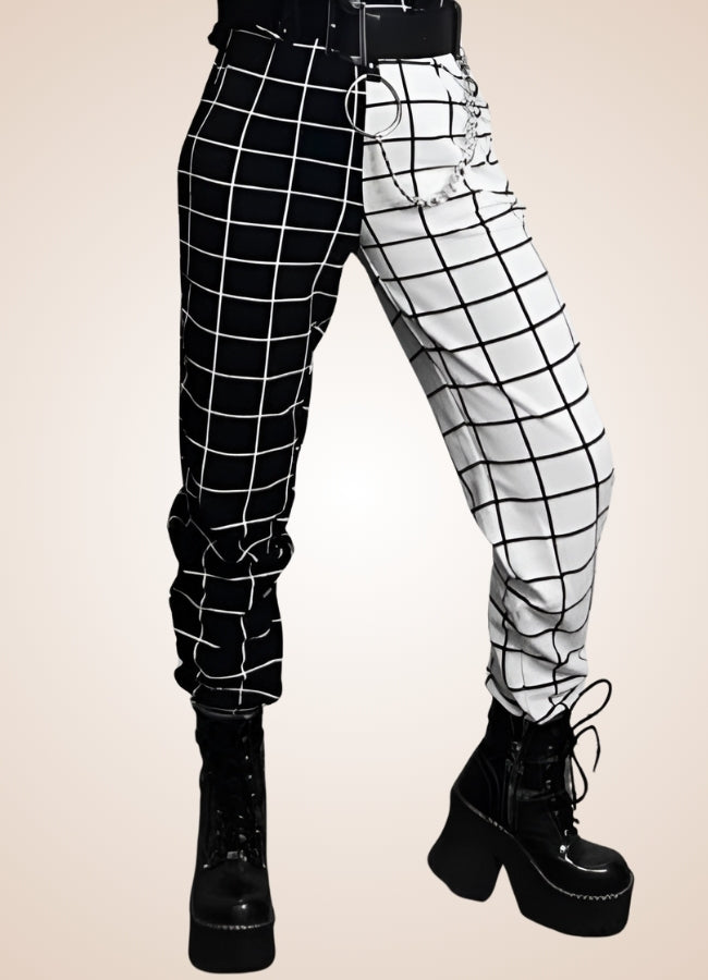 Black And White Steampunk Jogger Pants UK