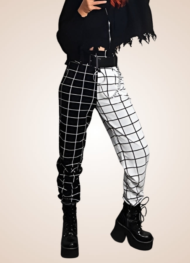 Black And White Steampunk Jogger Pants UK