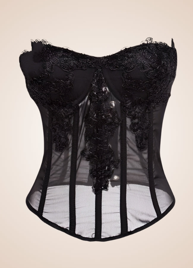 Black Floral Steampunk Corset UK