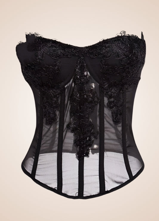 Black Floral Steampunk Corset UK