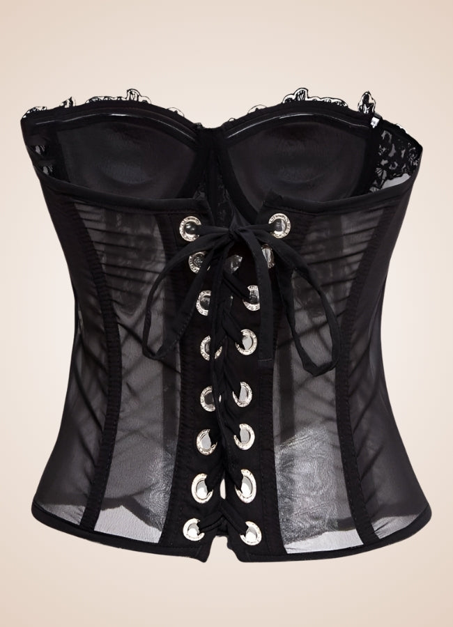 Black Floral Steampunk Corset UK