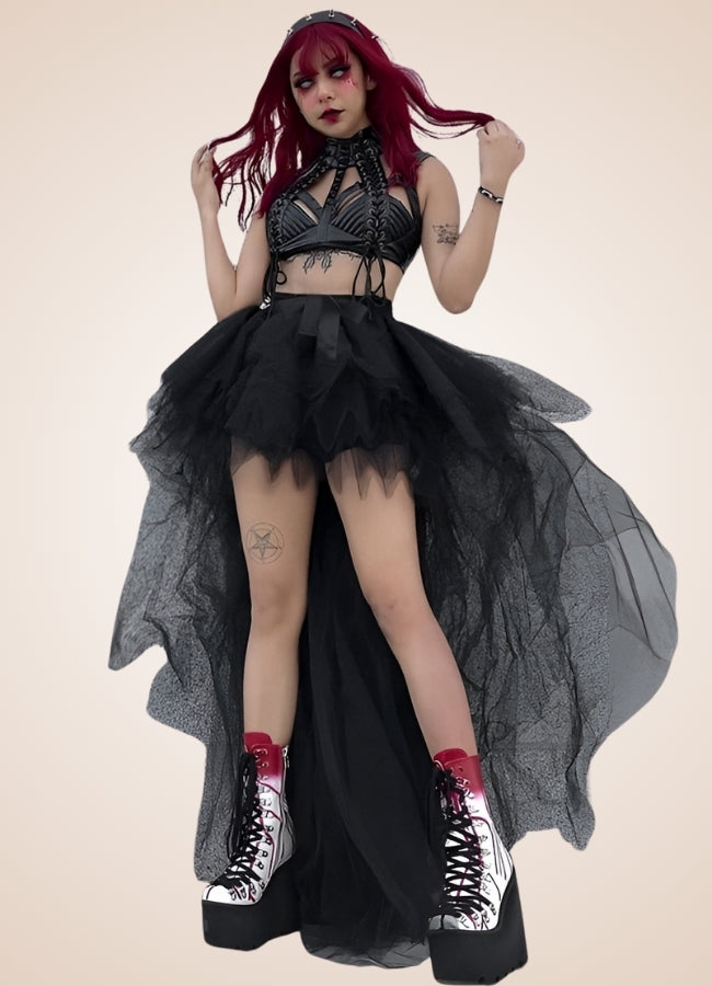 Black Gothic Mesh Skirt UK