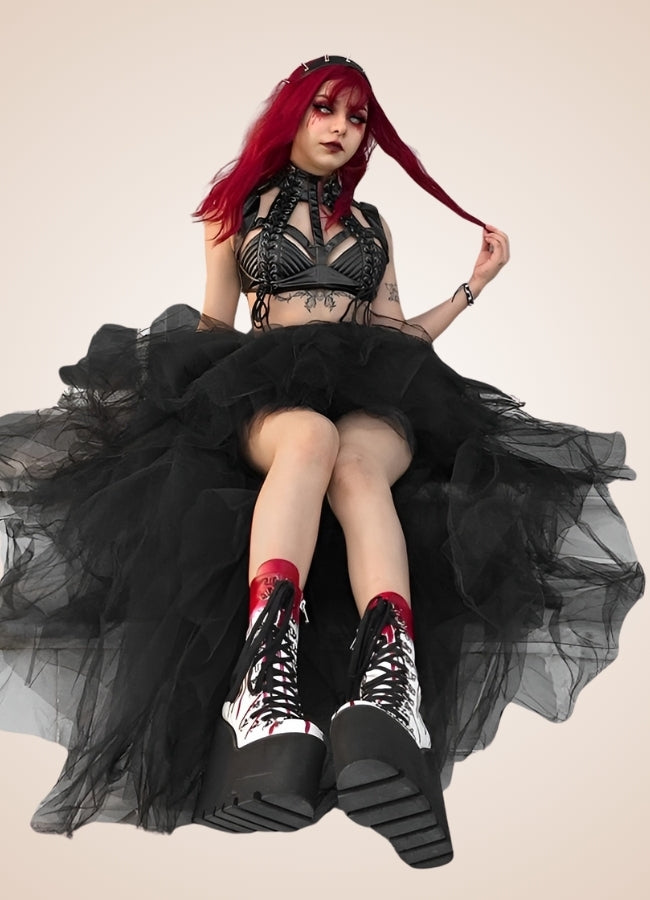 Black Gothic Mesh Skirt UK