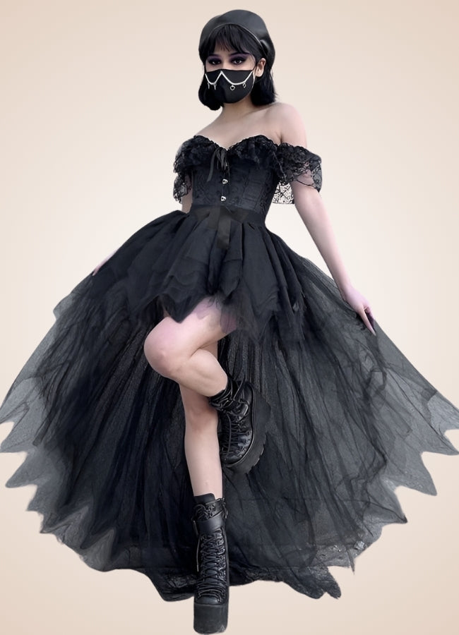 Black Gothic Mesh Skirt UK
