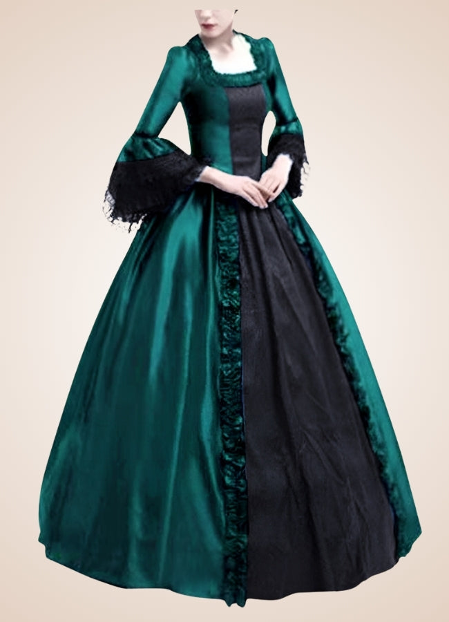 Black Green Victorian Steampunk Dress UK