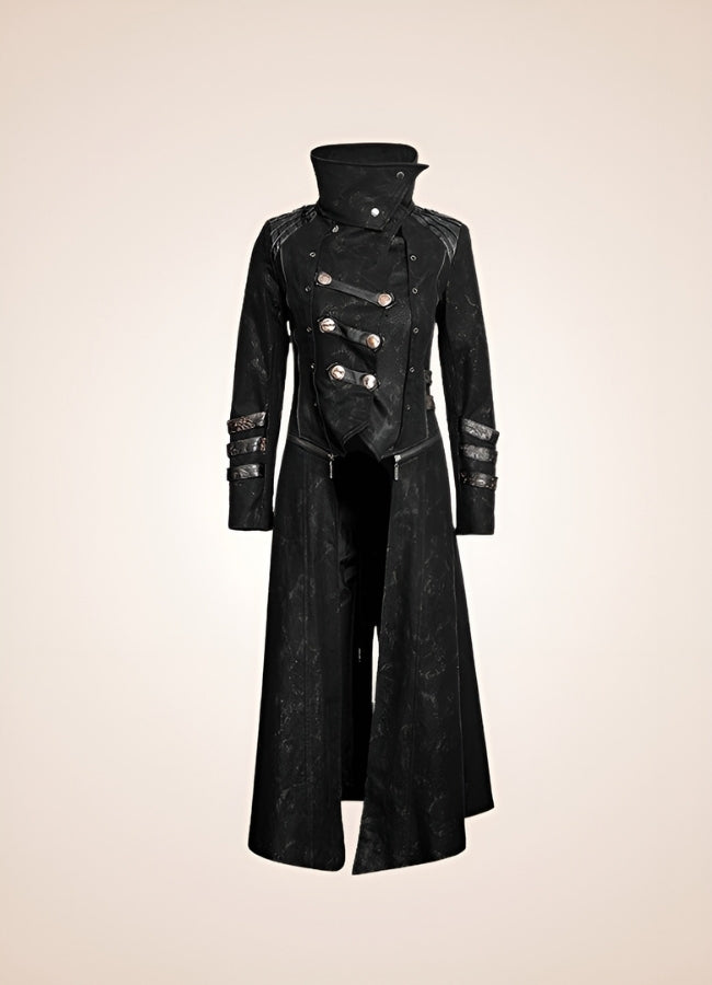 Black High Collar Trench Coat UK