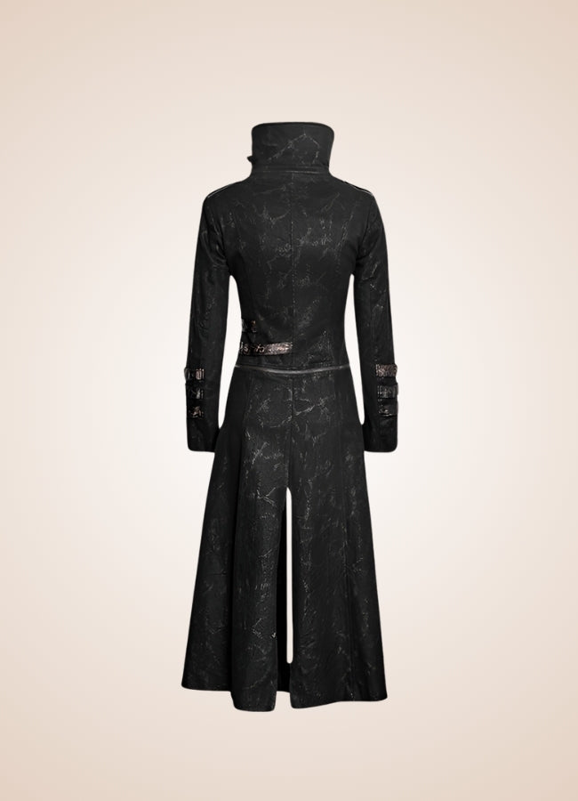 Black High Collar Trench Coat UK