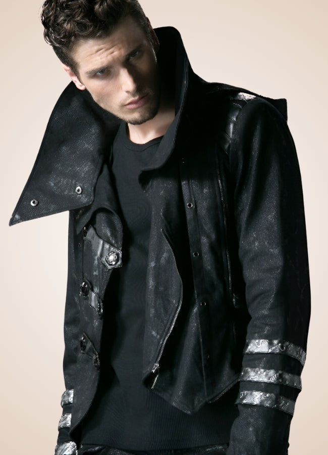 Black High Collar Trench Coat UK