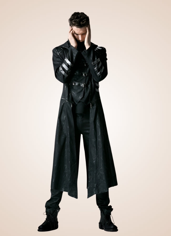 Black High Collar Trench Coat UK