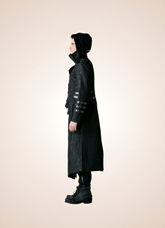 Black High Collar Trench Coat UK