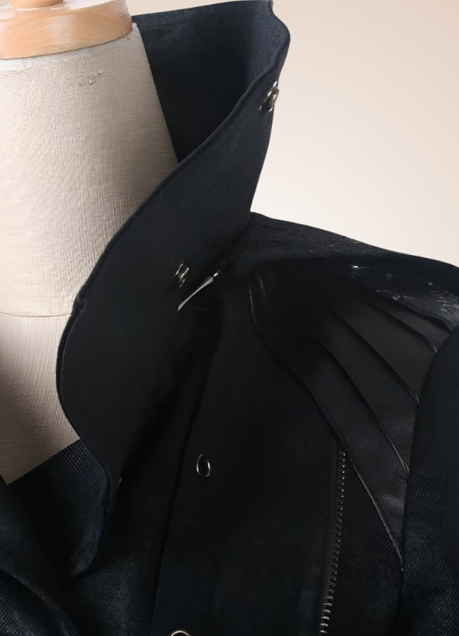 Black High Collar Trench Coat UK