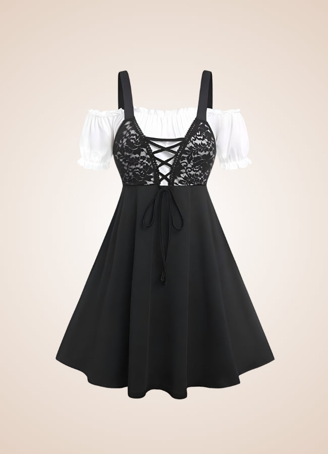 Black Lace Steampunk Dress UK