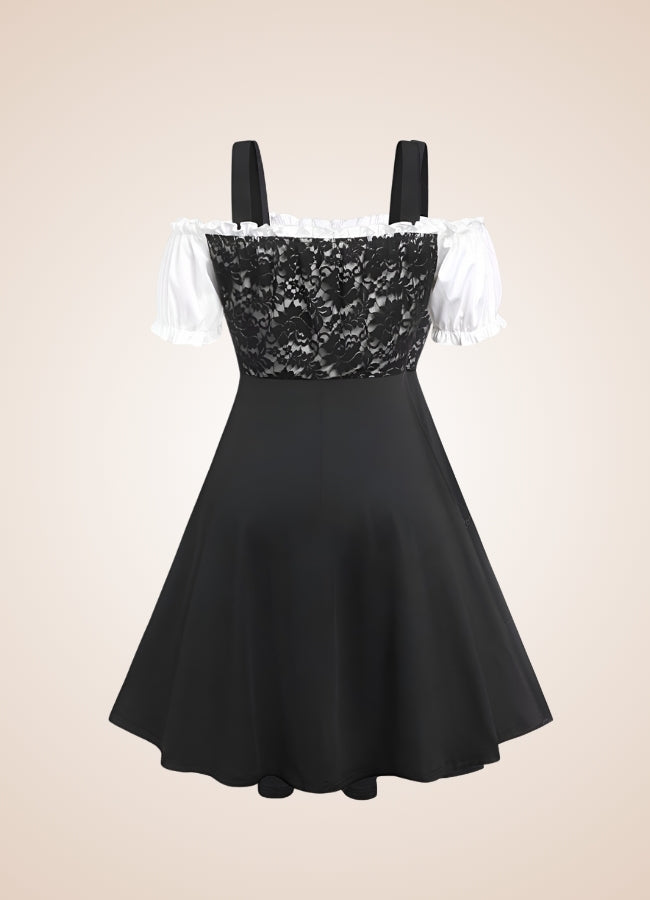 Black Lace Steampunk Dress UK