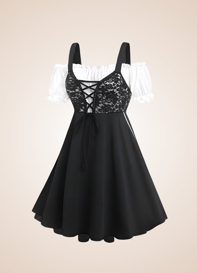 Black Lace Steampunk Dress UK