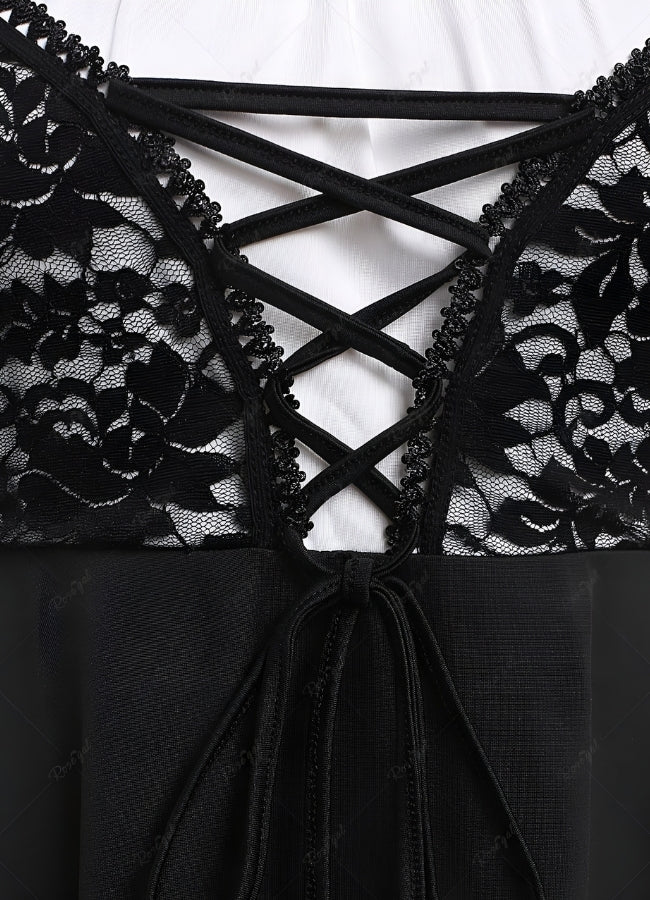 Black Lace Steampunk Dress UK