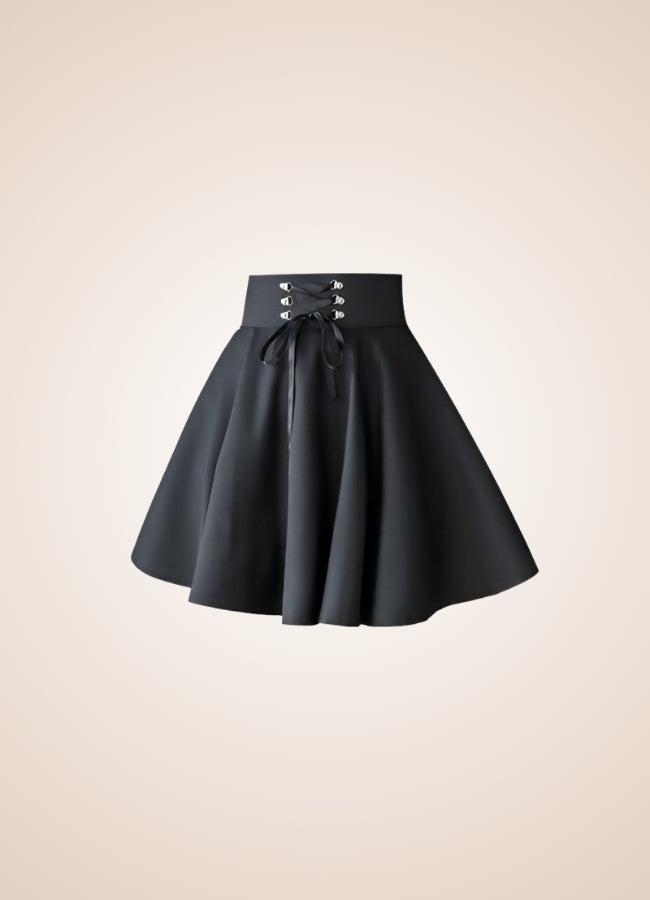 Black Lace Up Gothic Skirt UK