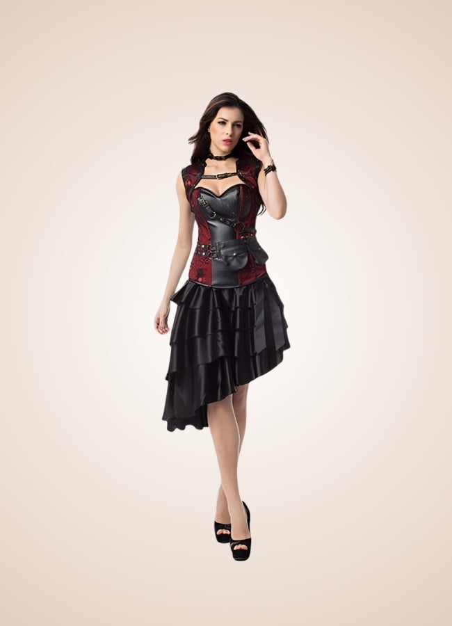 Black Red Steampunk Corset Dress UK