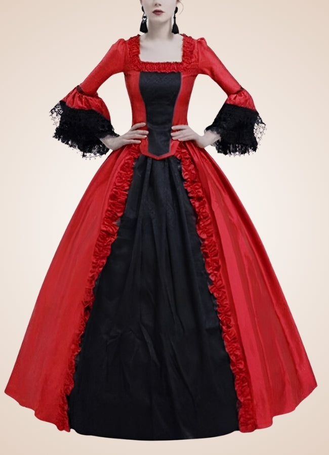Black Red Victorian Steampunk Dress UK