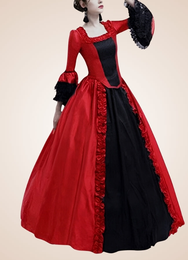 Black Red Victorian Steampunk Dress UK