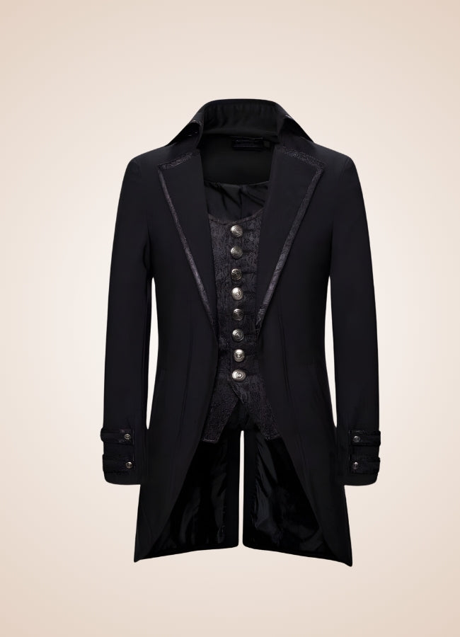 Black Redingote Steampunk Jacket UK