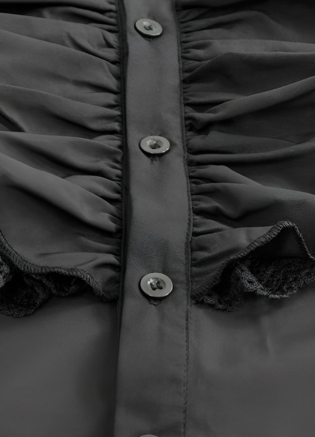 Black Ruffled Medieval Shirt UK