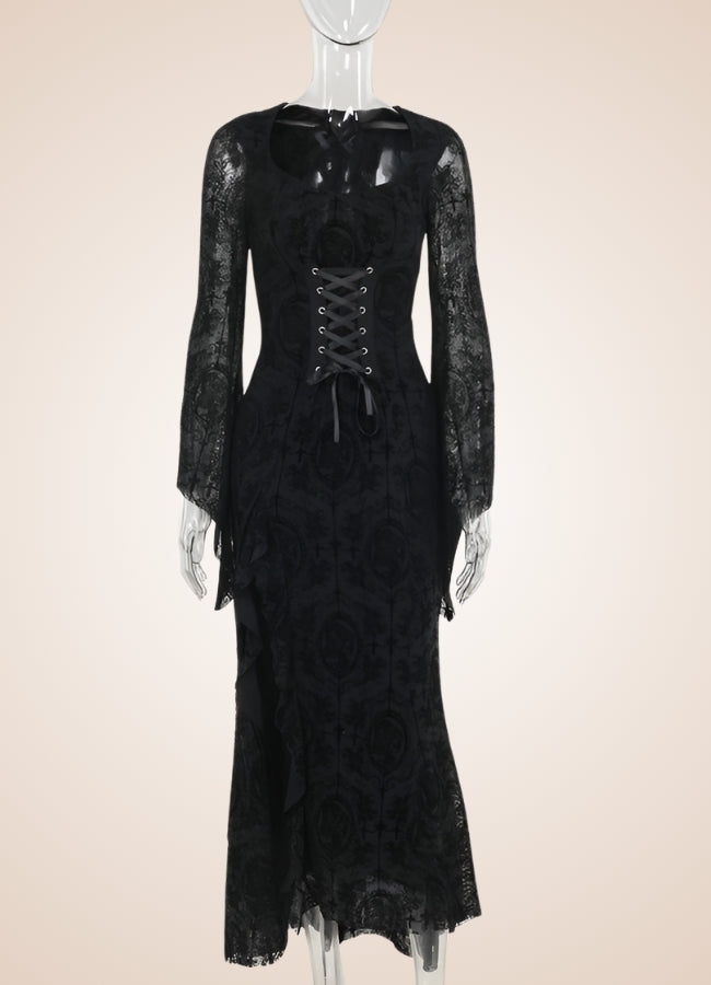 Black Steampunk Collar Corset Dress UK