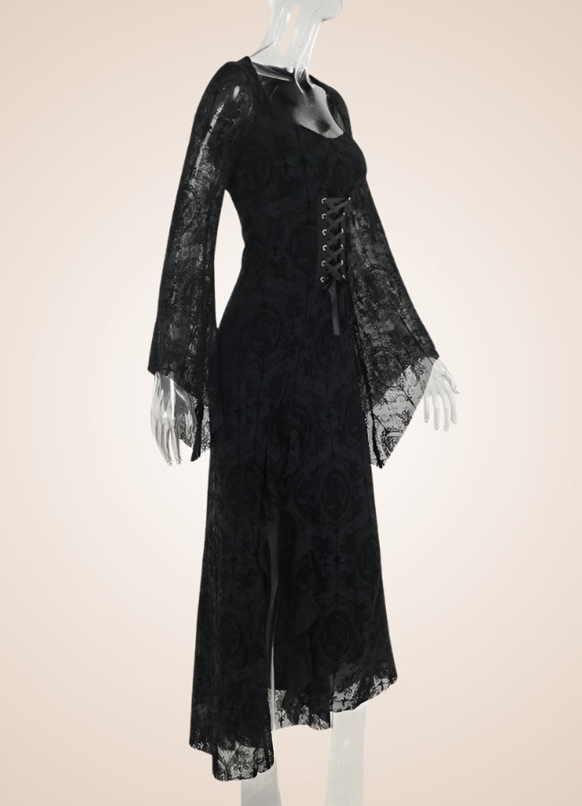 Black Steampunk Collar Corset Dress UK