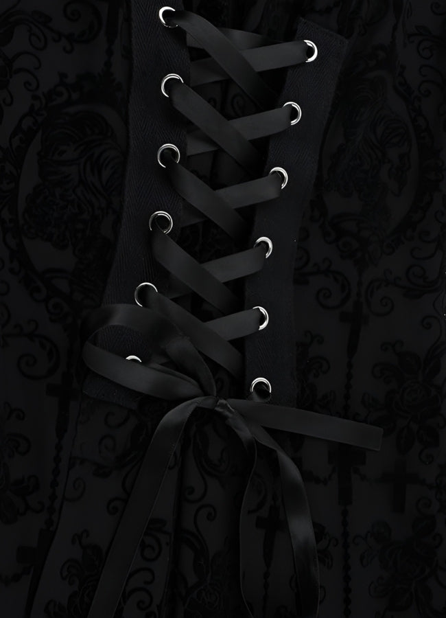 Black Steampunk Collar Corset Dress UK