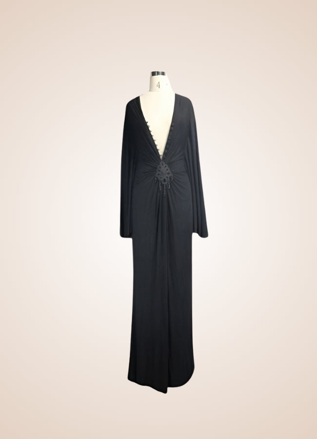 Black Steampunk Gothic Long Dress UK