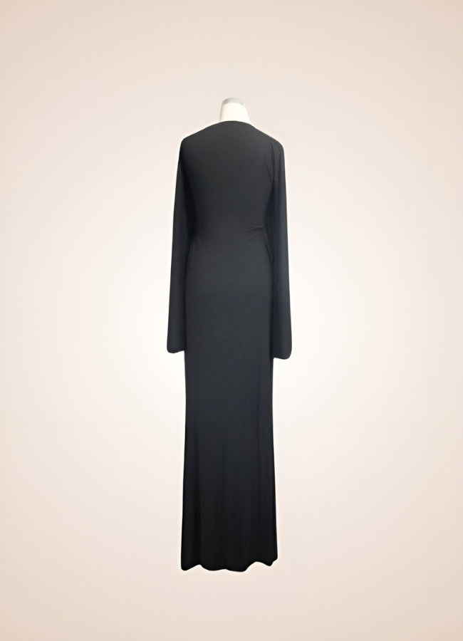 Black Steampunk Gothic Long Dress UK