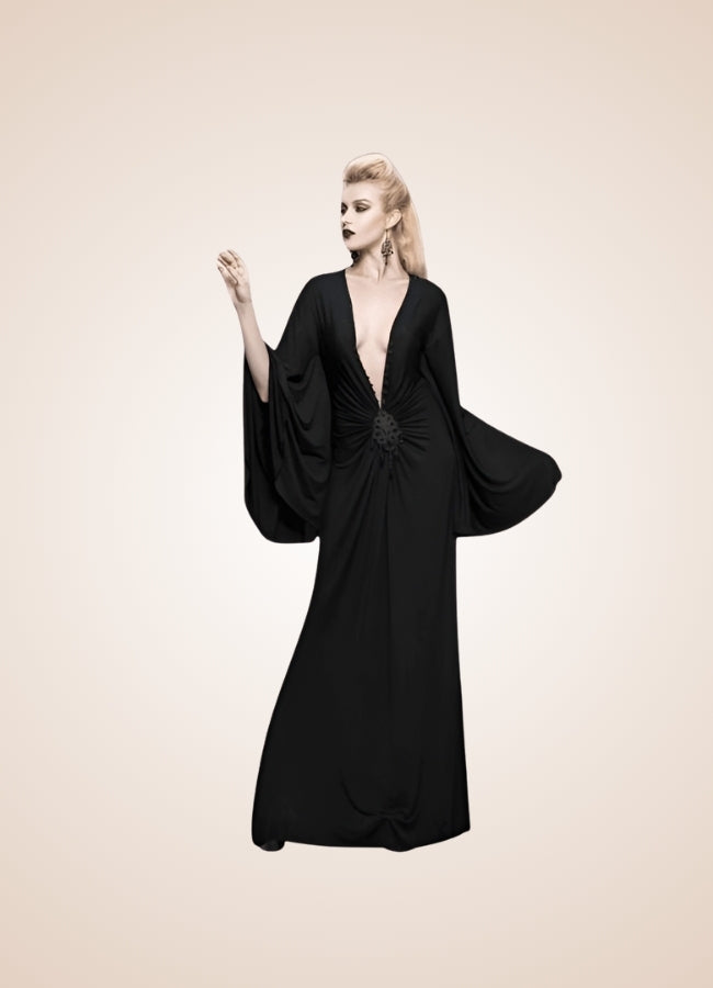 Black Steampunk Gothic Long Dress UK