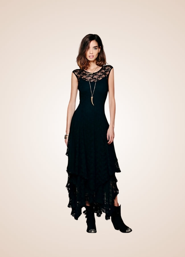 Black Steampunk Long Dress UK