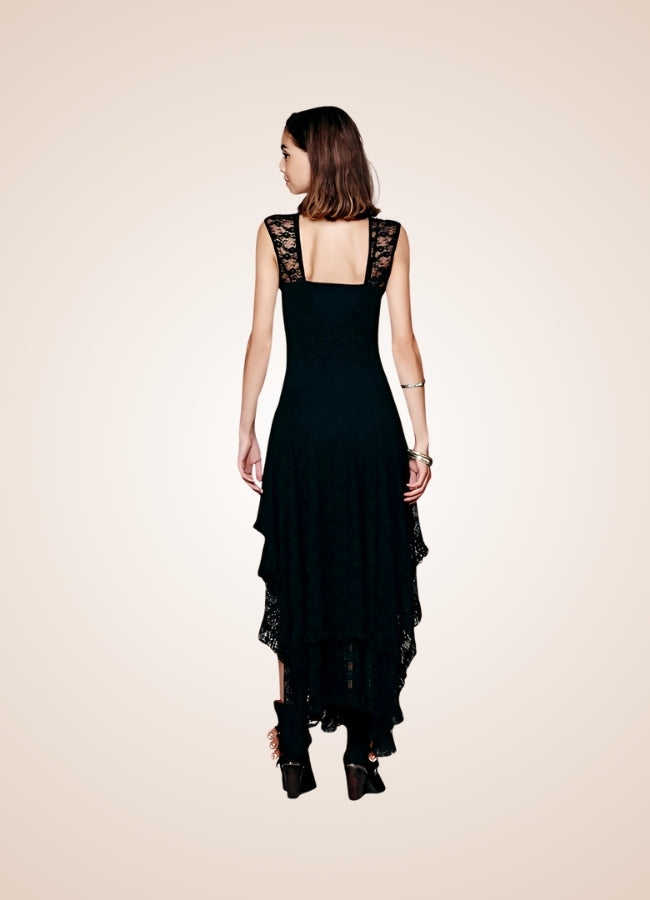 Black Steampunk Long Dress UK