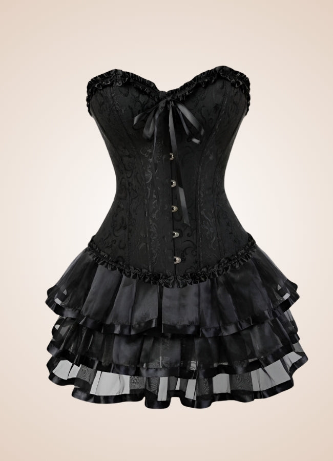 Black Steampunk Overbust Corset Dress UK