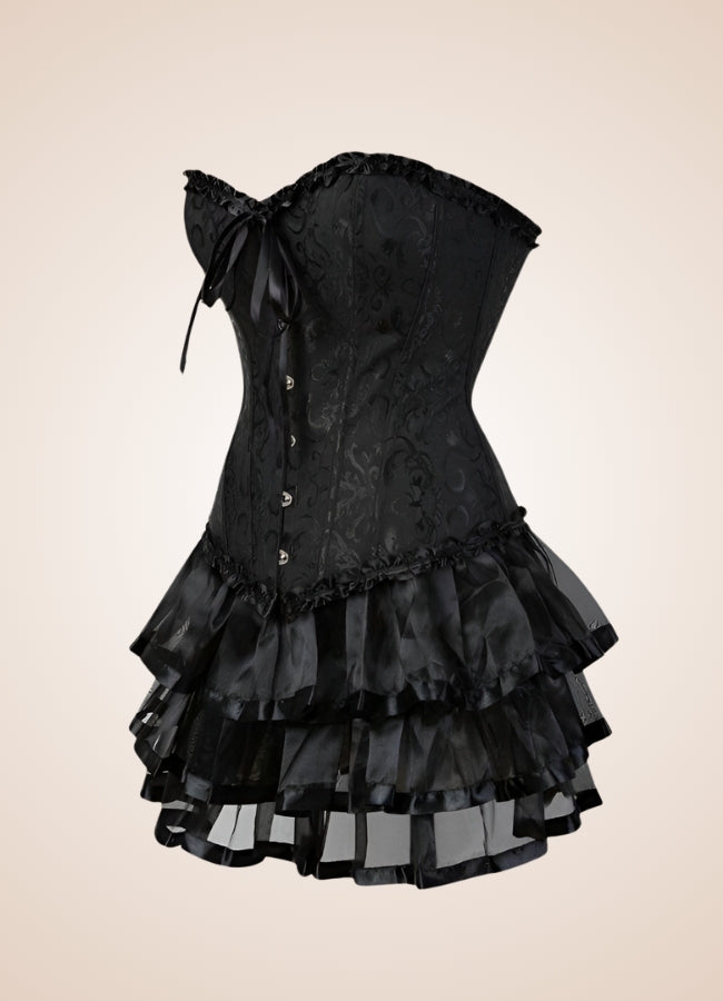 Black Steampunk Overbust Corset Dress UK