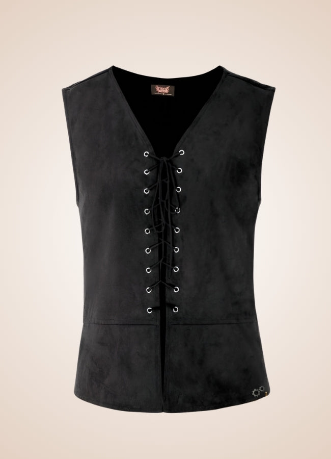 Black Suede Steampunk Flak Jacket Vest UK