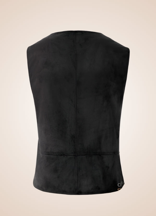 Black Suede Steampunk Flak Jacket Vest UK