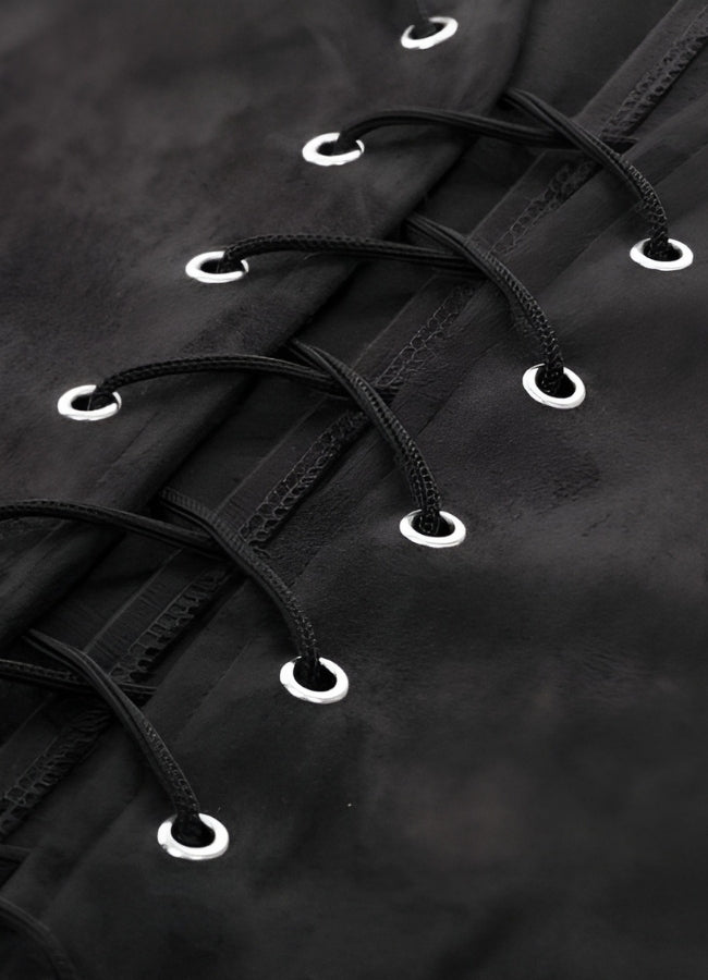 Black Suede Steampunk Flak Jacket Vest UK