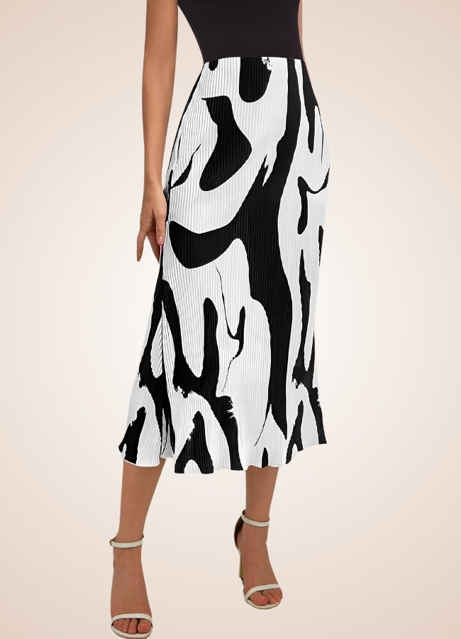 Black White Long Midi Skirt UK