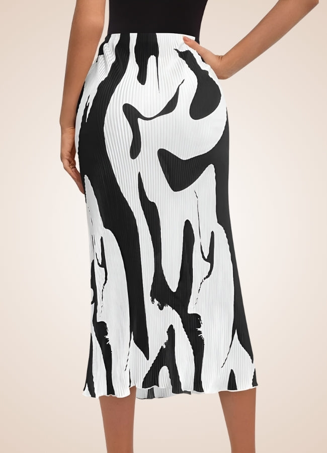 Black White Long Midi Skirt UK